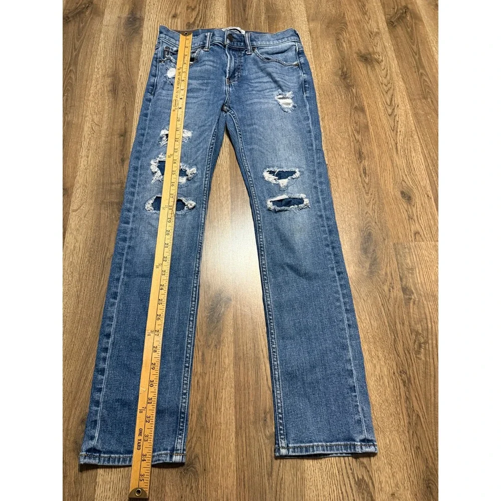 Abercrombie Kids Jean Kids Size 13/14 Blue Denim Distressed Skinny Jeans